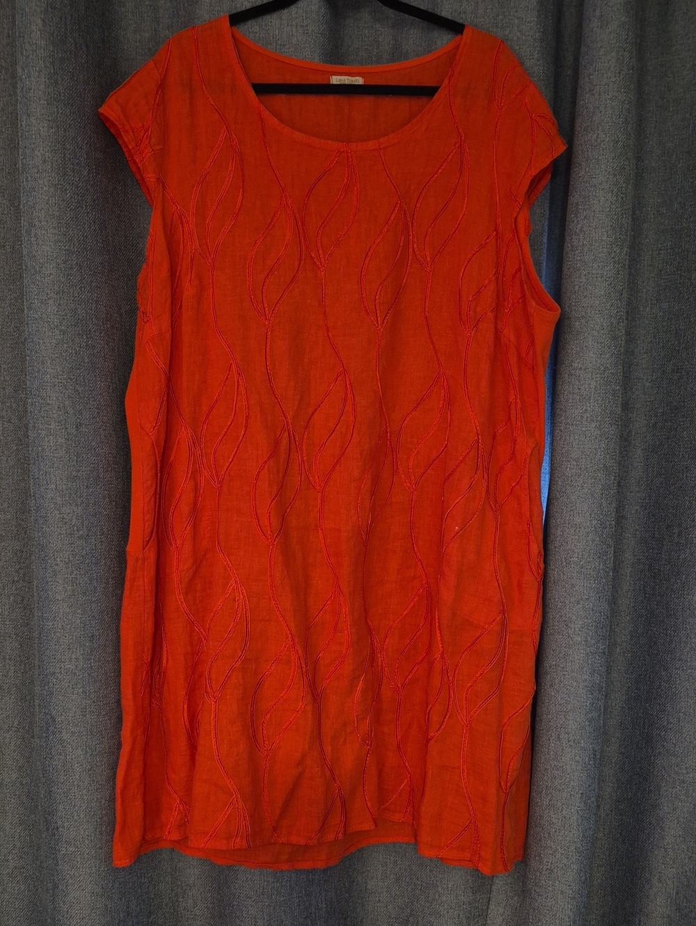Sleeveless Orange Embroidered Midi Dress